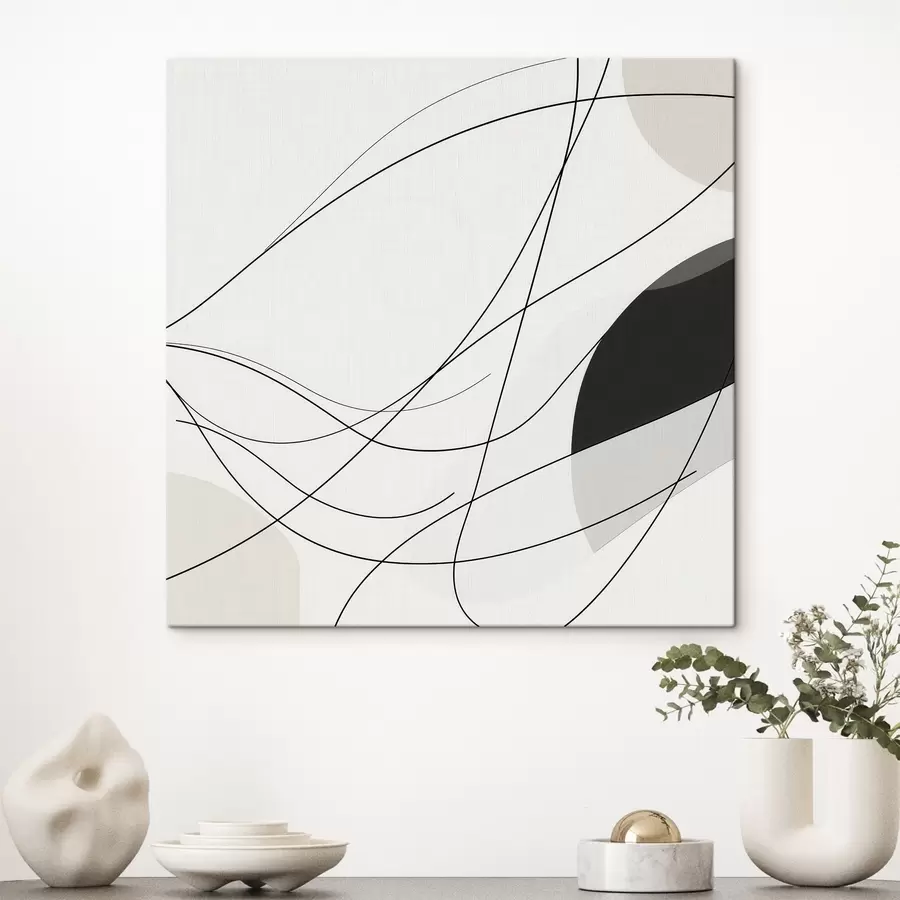 Obraz Abstraktní kompozice s tenkými zakřivenými liniemi v minimalistickém stylu Č. s48854