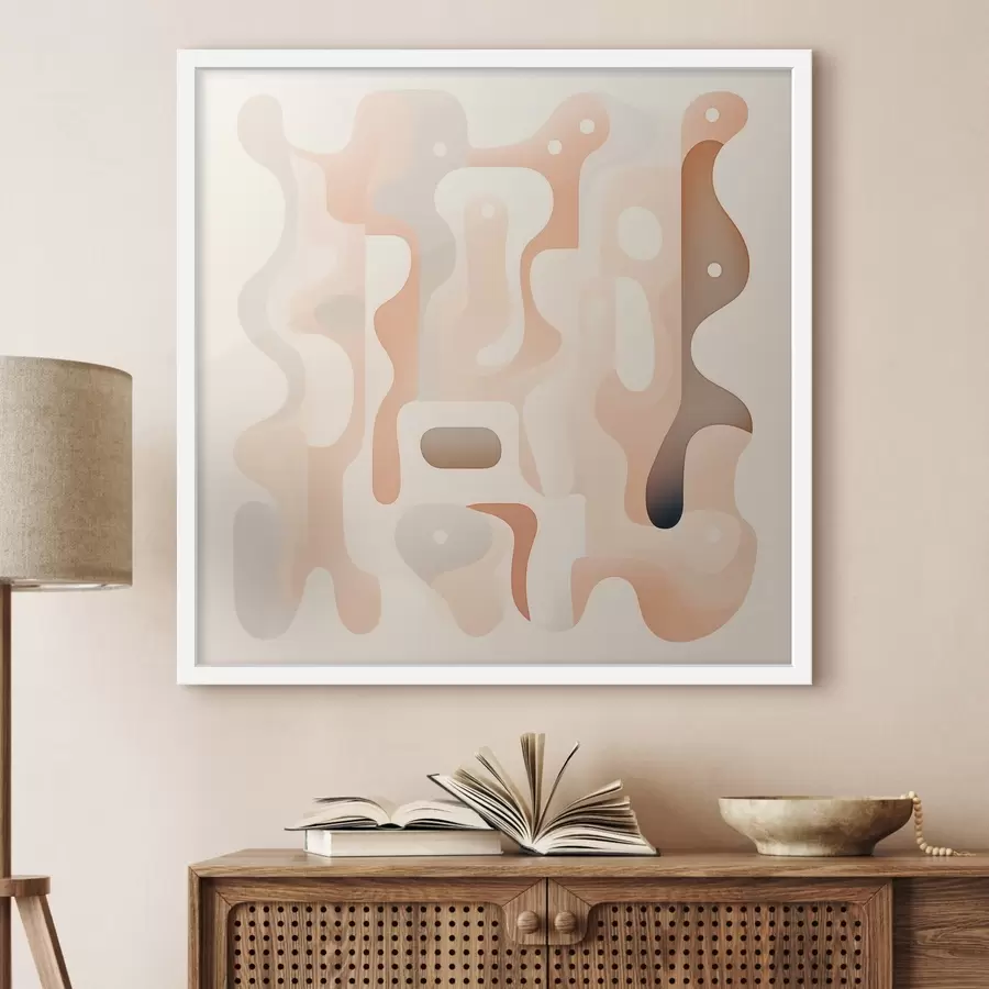 Fototapet Harmonie zaoblených tvarů a přírodní barevné palety ve stylu ilustrací současného umění f48845