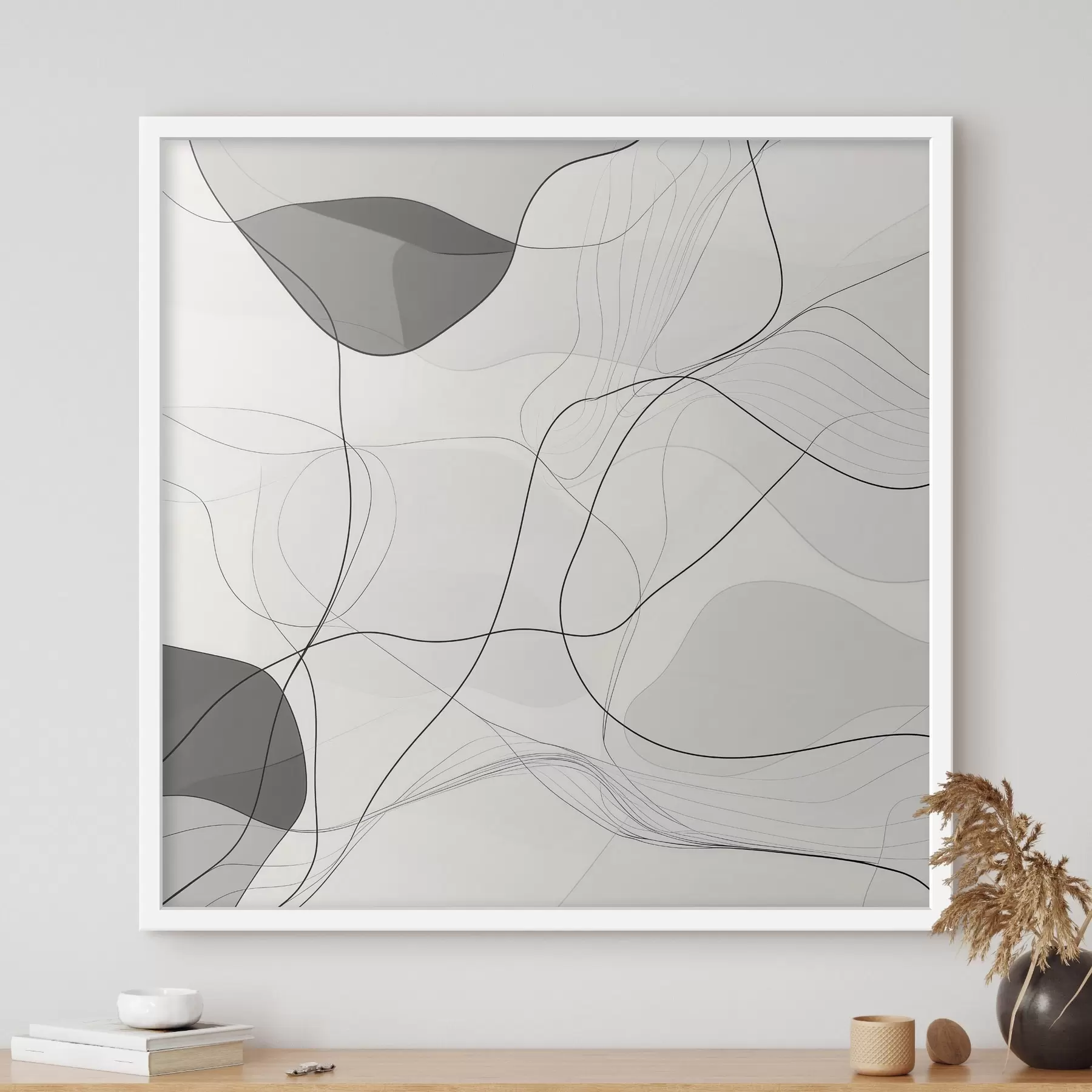 Fototapet Minimalistická abstraktní scéna s tenkými čarami a jemnými stíny f48853