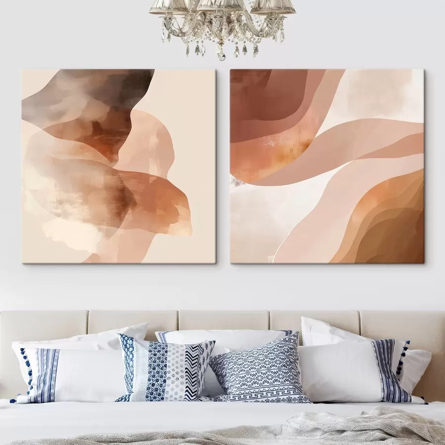 Obraz Složení poloprůhledných vrstev v odstínech hnědé a pískové Č. m30345