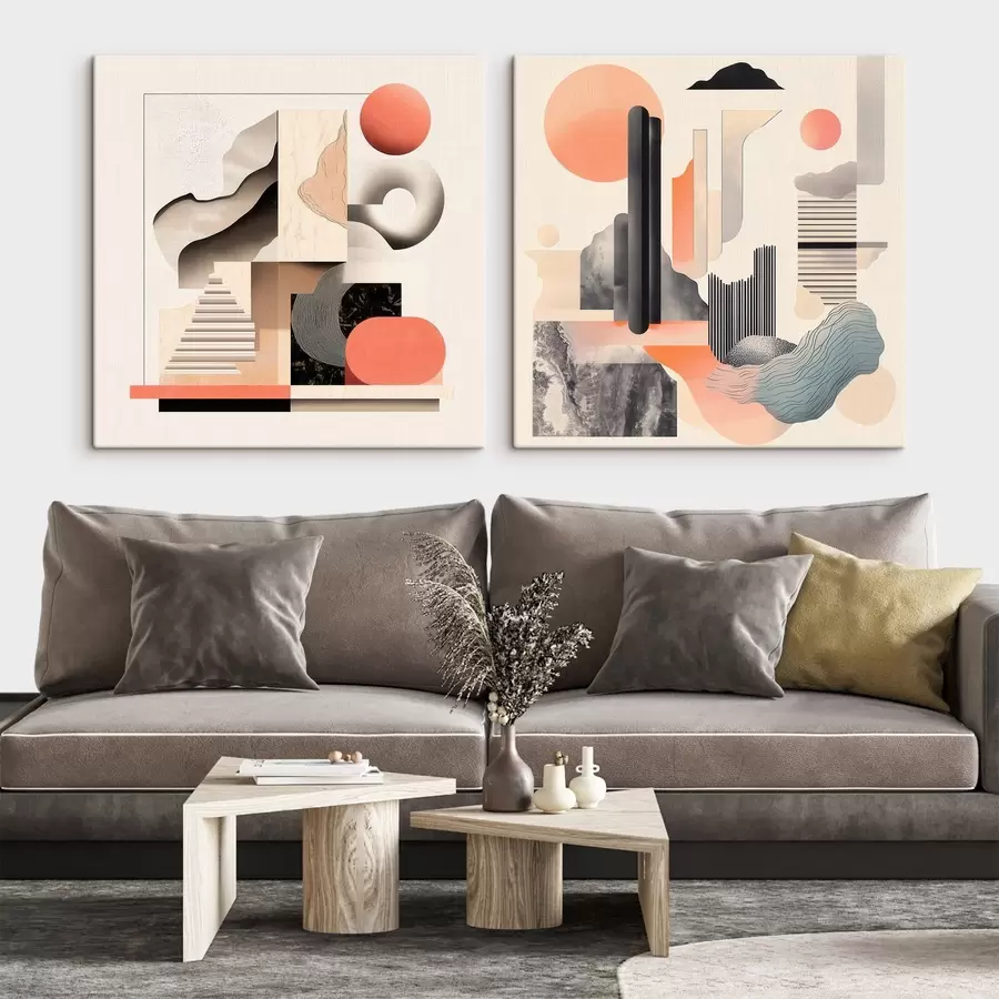 Fototapet Geometrická abstrakce s architektonickými prvky v minimalistickém stylu m30348