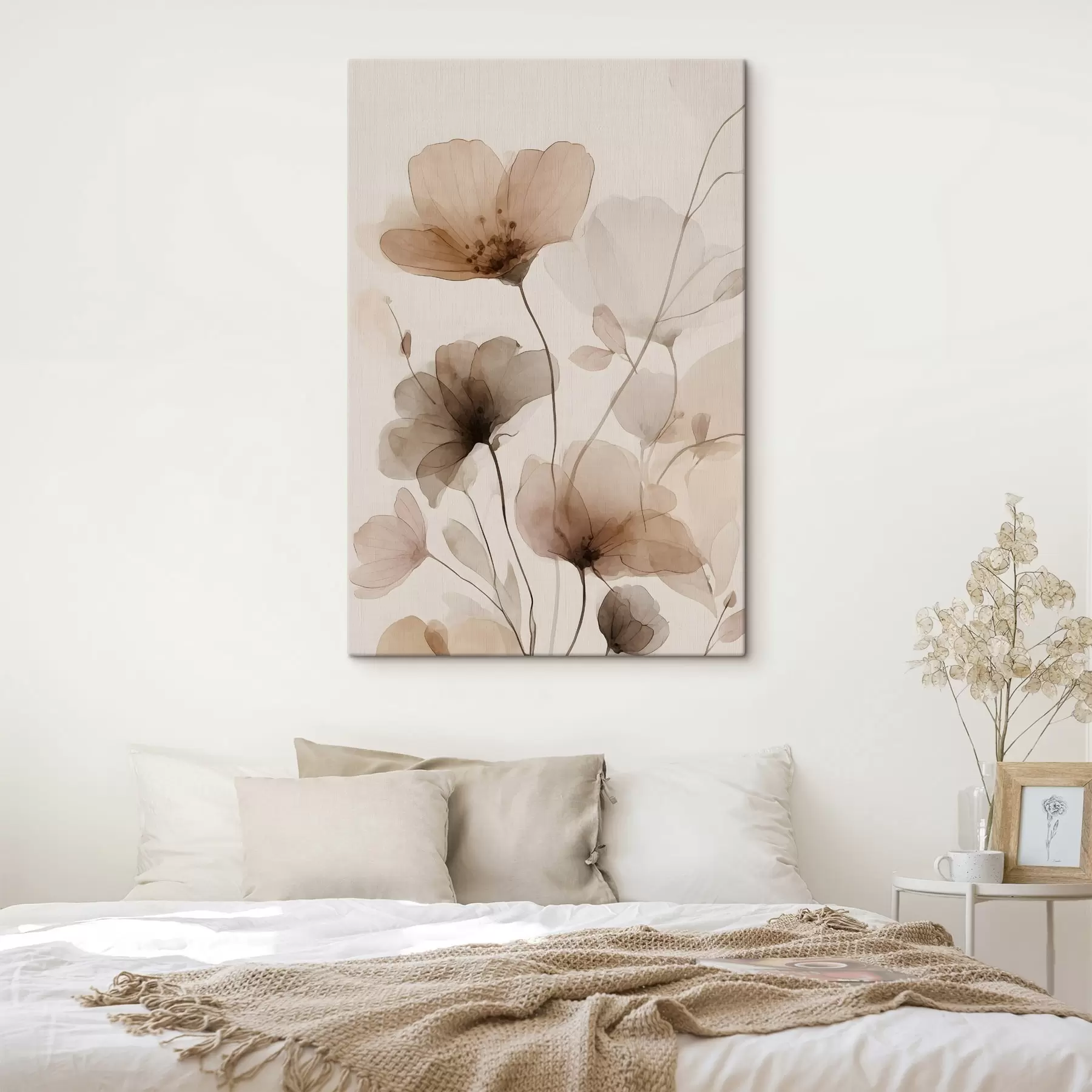 Obraz akvarelové květiny v hnědých odstínech Č. s49006