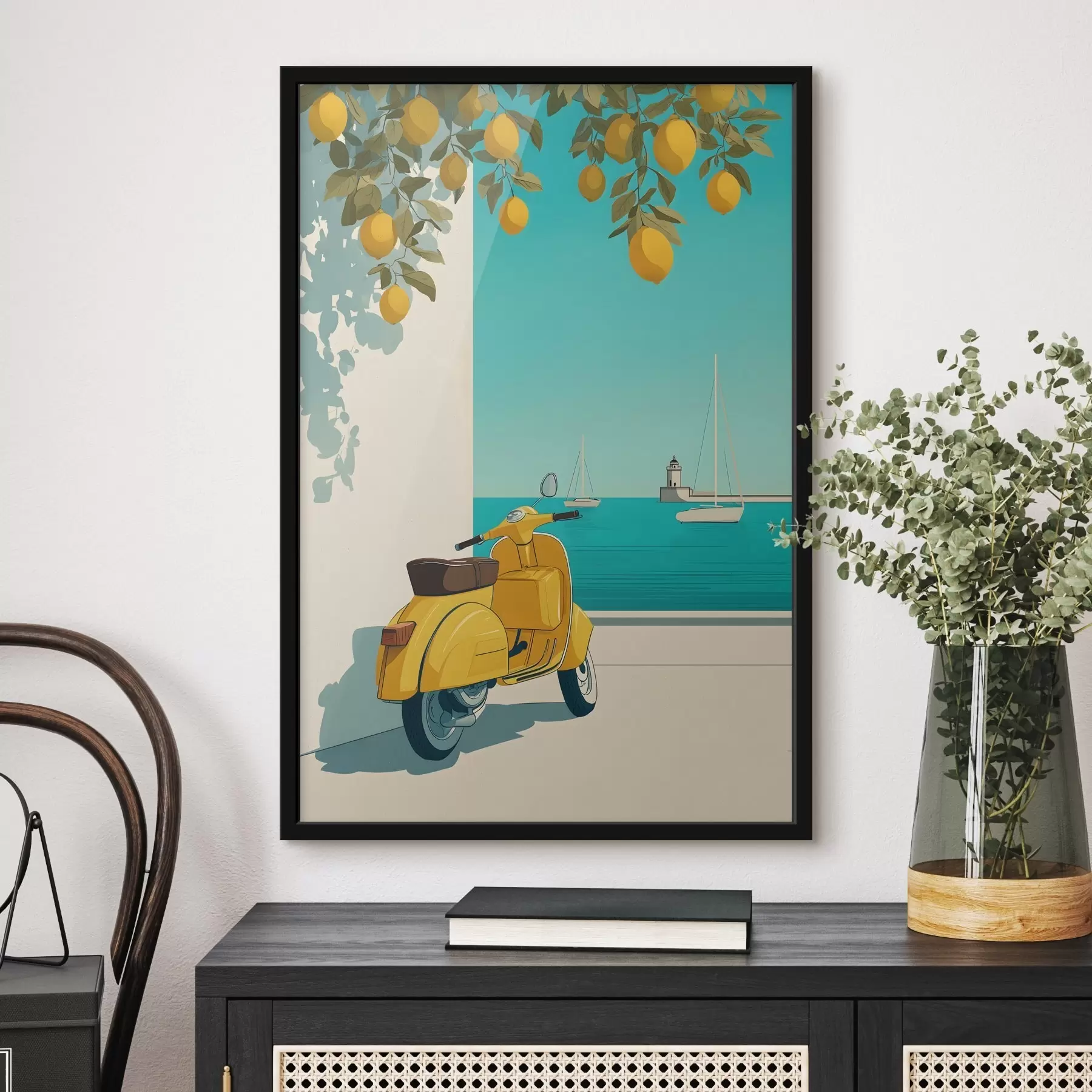 Fototapet moped u moře pod citroníky f49008