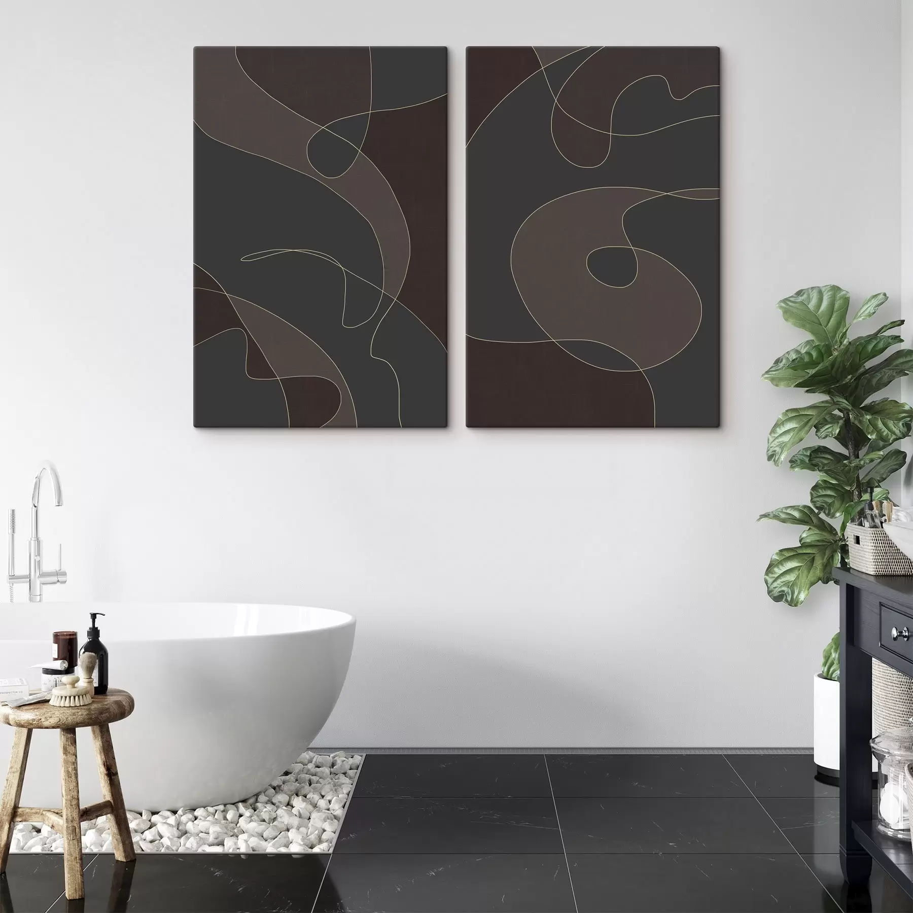 Obraz abstraktní kompozice v tmavých tónech Č. m30433