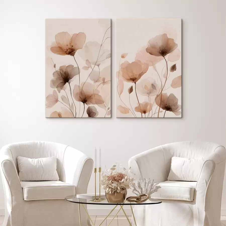 Obraz akvarelové květiny v hnědých odstínech Č. m30435