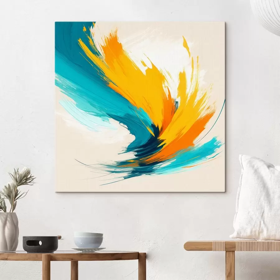 Obraz Dynamický vír v žlutých a modrých tónech v moderním malířském stylu Č. s48856