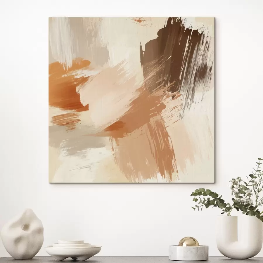 Obraz Napodobení abstraktních tahů štětcem v pískových a hnědých odstínech Č. s48857