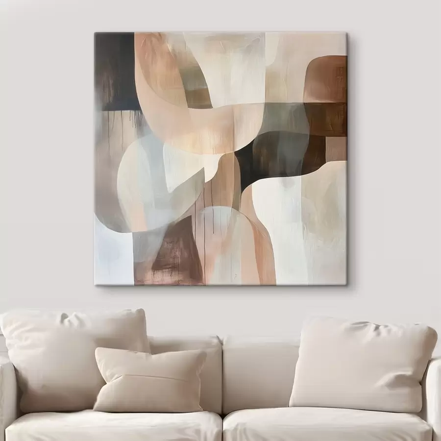 Obraz Abstraktní kompozice v teplé béžovo-korálové barevné škále Č. s48859