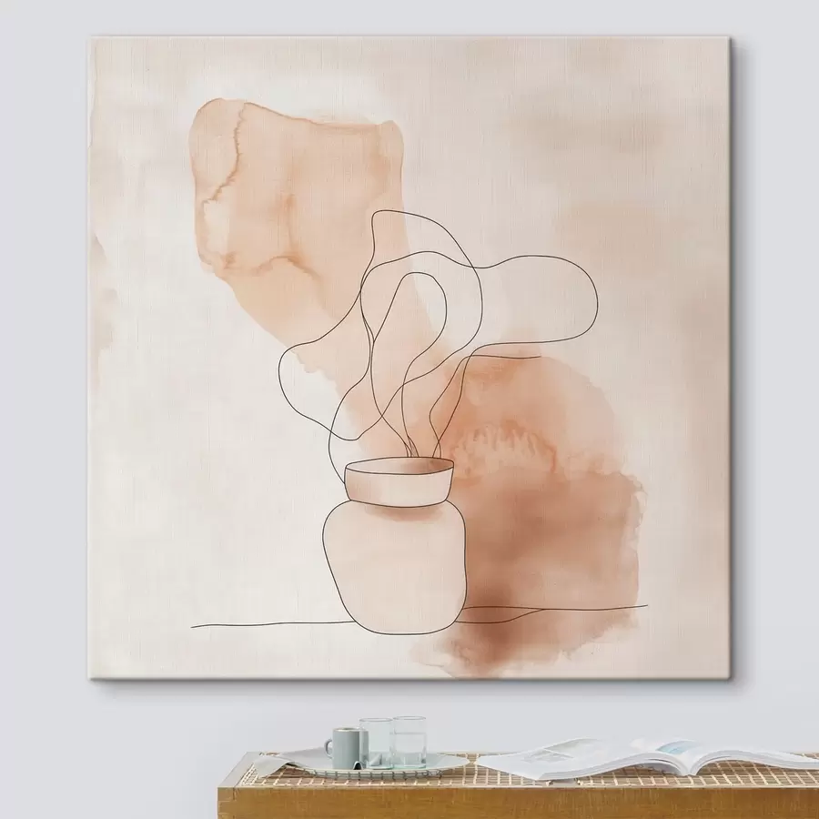Obraz Stručná kompozice s vázou a grafickými liniemi v minimalistickém stylu Č. s48869