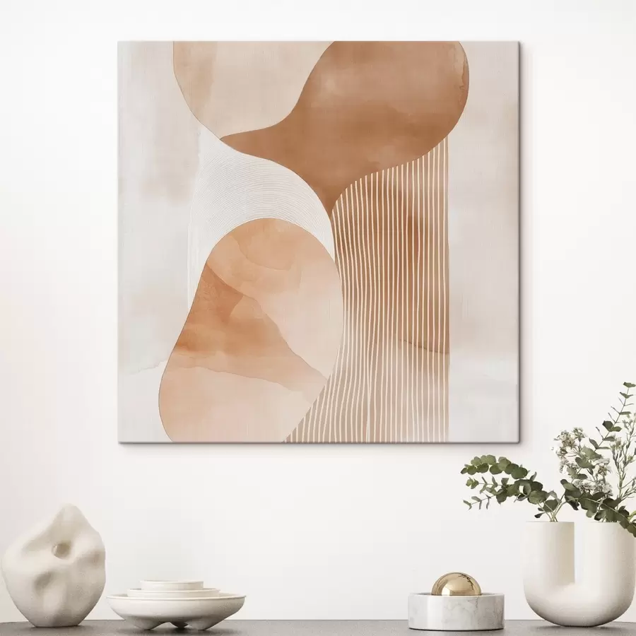 Obraz Dekorativní umění v teplé béžovo-korálové barevné škále s akvarelovým efektem Č. s48870