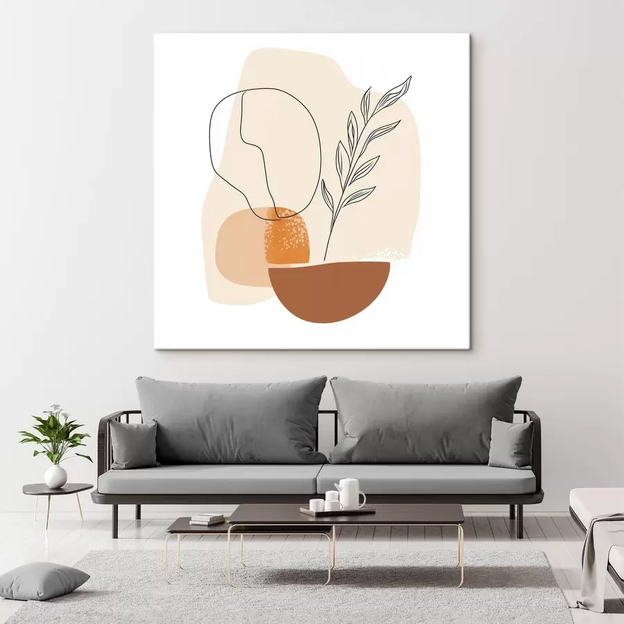 Obraz Zátiší s grafickými prvky a pastelovými tvary ve stylu současného umění Č. s48872