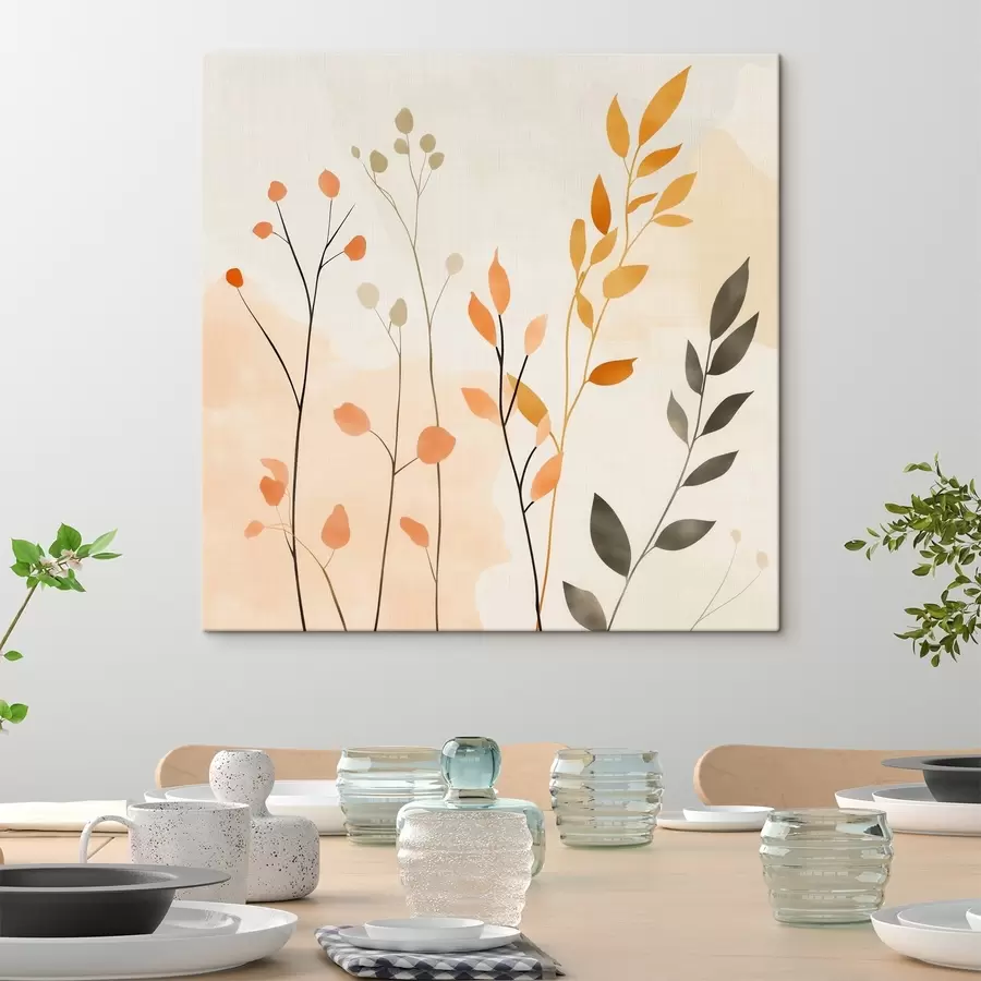 Obraz Pastelová kompozice s jemnou zeleňí v moderním malířském stylu Č. s48873