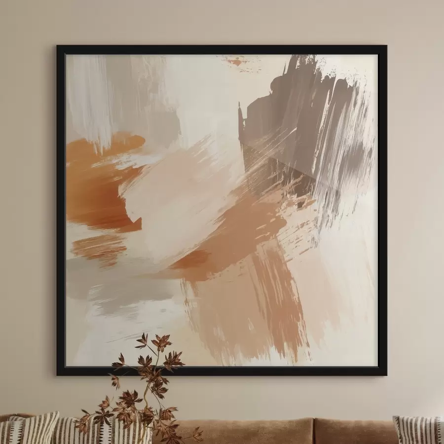 Fototapet Napodobení abstraktních tahů štětcem v pískových a hnědých odstínech f48857