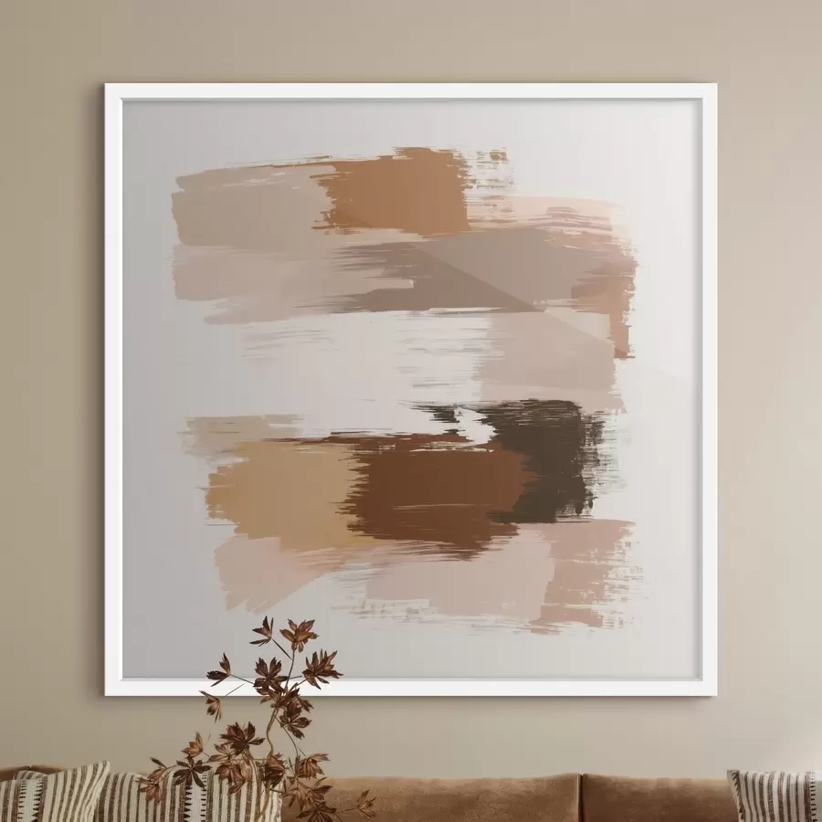 Fototapet Minimalistická kompozice s horizontálními tahy štětcem v odstínech kávy a terakoty f48858
