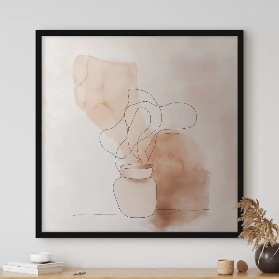 Fototapet Stručná kompozice s vázou a grafickými liniemi v minimalistickém stylu f48869