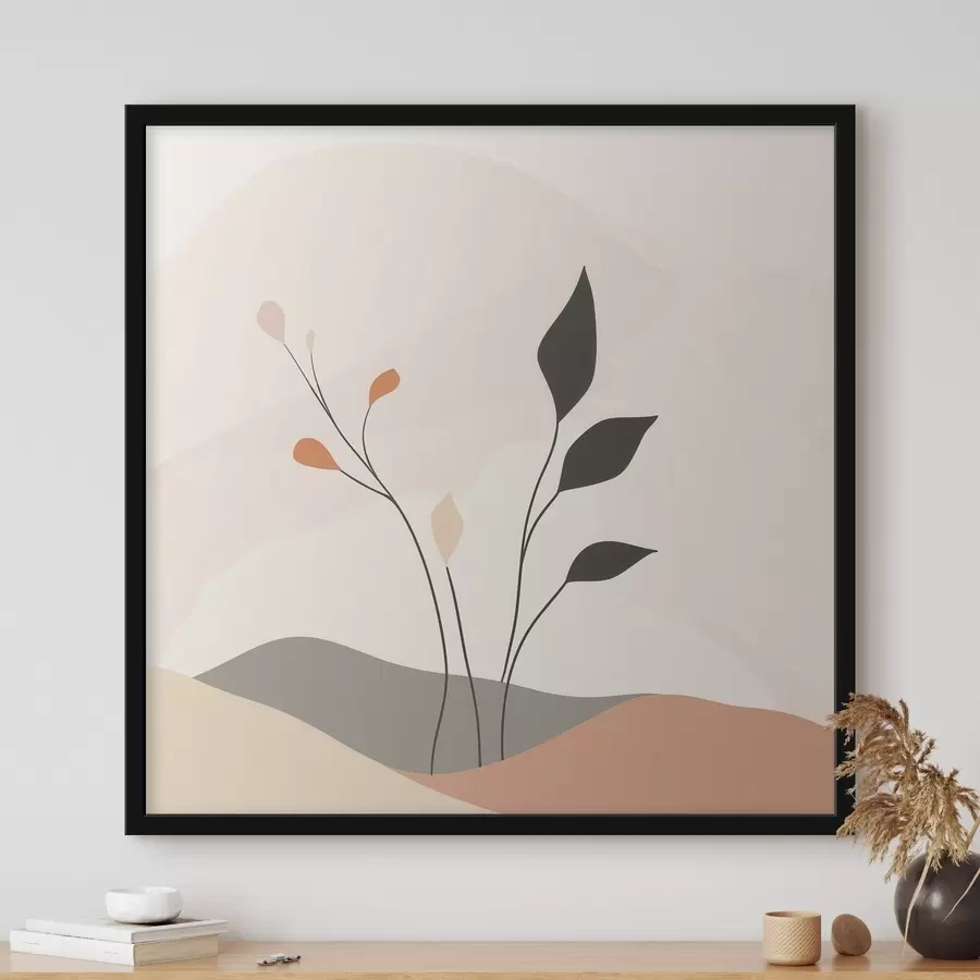 Fototapet Stručná scéna s rostlinnou tematikou a organickými tvary v moderním uměleckém stylu f48874