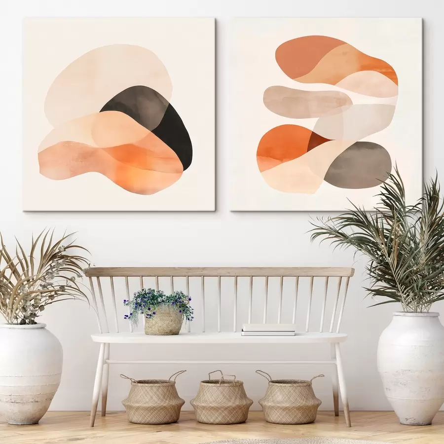 Obraz Kompozice měkkých zaoblených tvarů a jemných stínů v uměleckém stylu plakátu Č. m30358