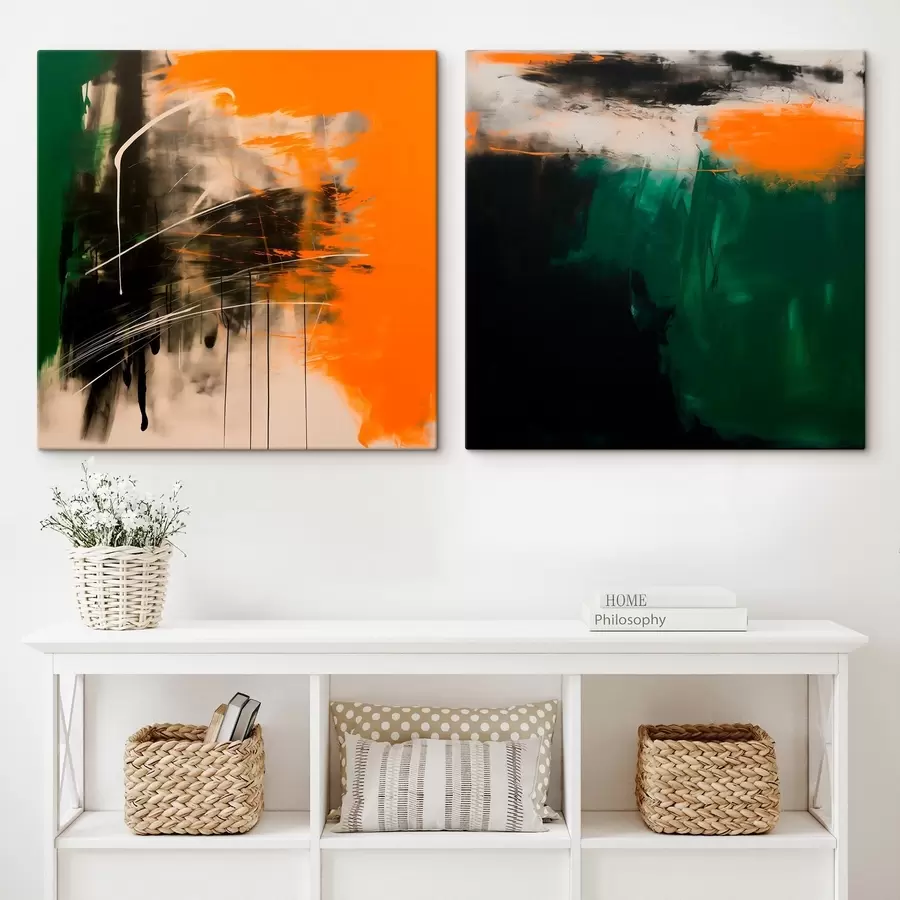 Obraz Kompozice s expresivními tahy štětcem a sytými tmavými tóny v minimalistickém stylu Č. m30359