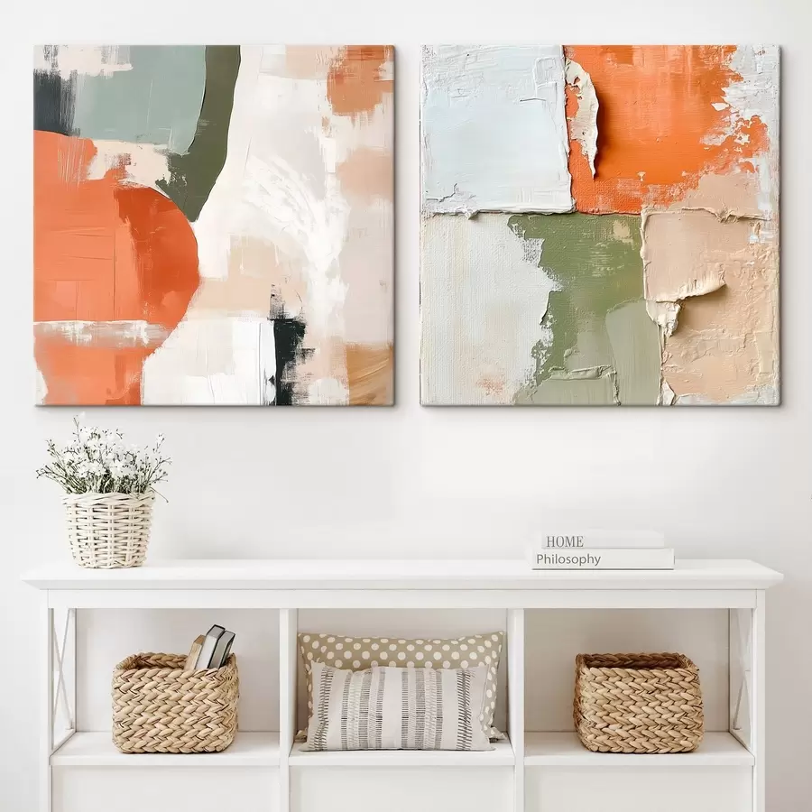 Obraz Abstrakce s vrstvenou barvou a kontrastními barevnými bloky Č. m30360