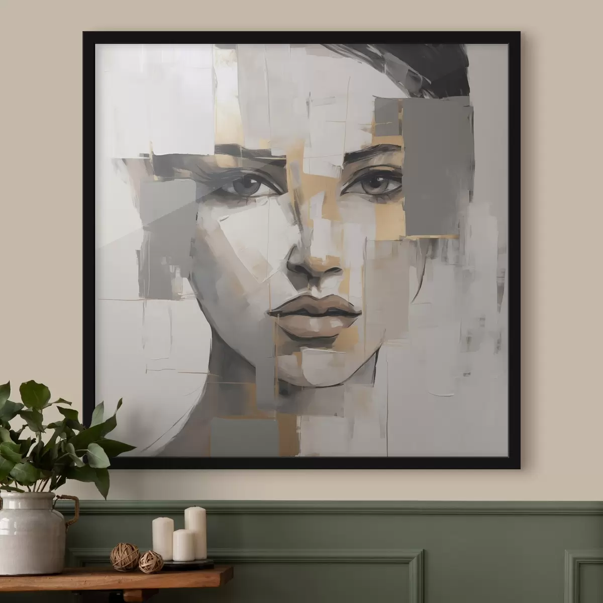 Poster Abstraktní ženský portrét napodobující malbu f49056