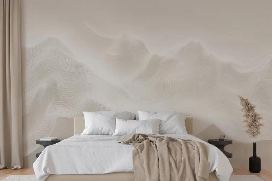 Fototapet Abstraktní zvlněné hory v béžové barevné škále v minimalistickém stylu w09713