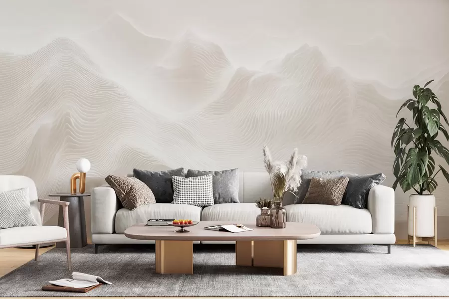 Fototapet Abstraktní zvlněné hory v béžové barevné škále v minimalistickém stylu w09713
