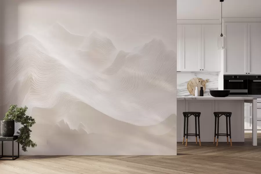 Fototapet Abstraktní zvlněné hory v béžové barevné škále v minimalistickém stylu w09713