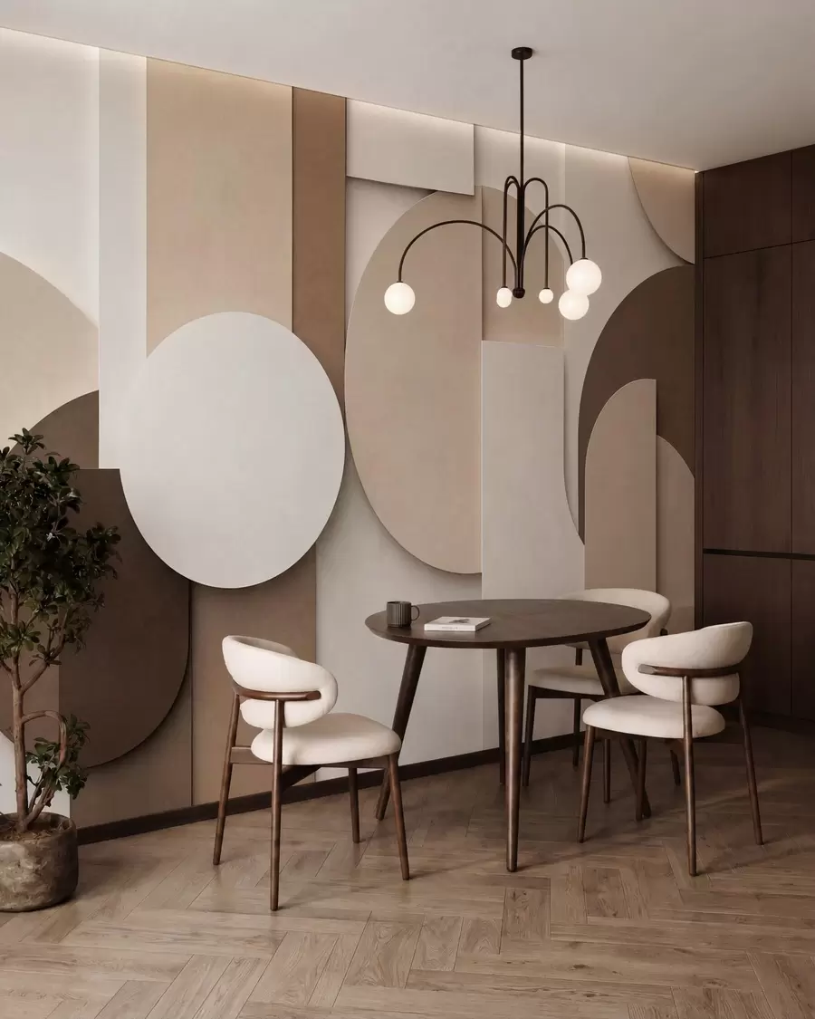 Fototapet Texturované béžové geometrické tvary ve vrstvené 3D kompozici, minimalistická moderní nástěnná dekorace w05598