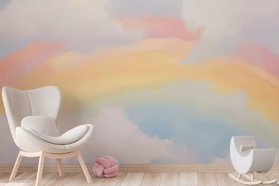 Fototapet Abstraktní duha mezi mraky – imitace malby w05592