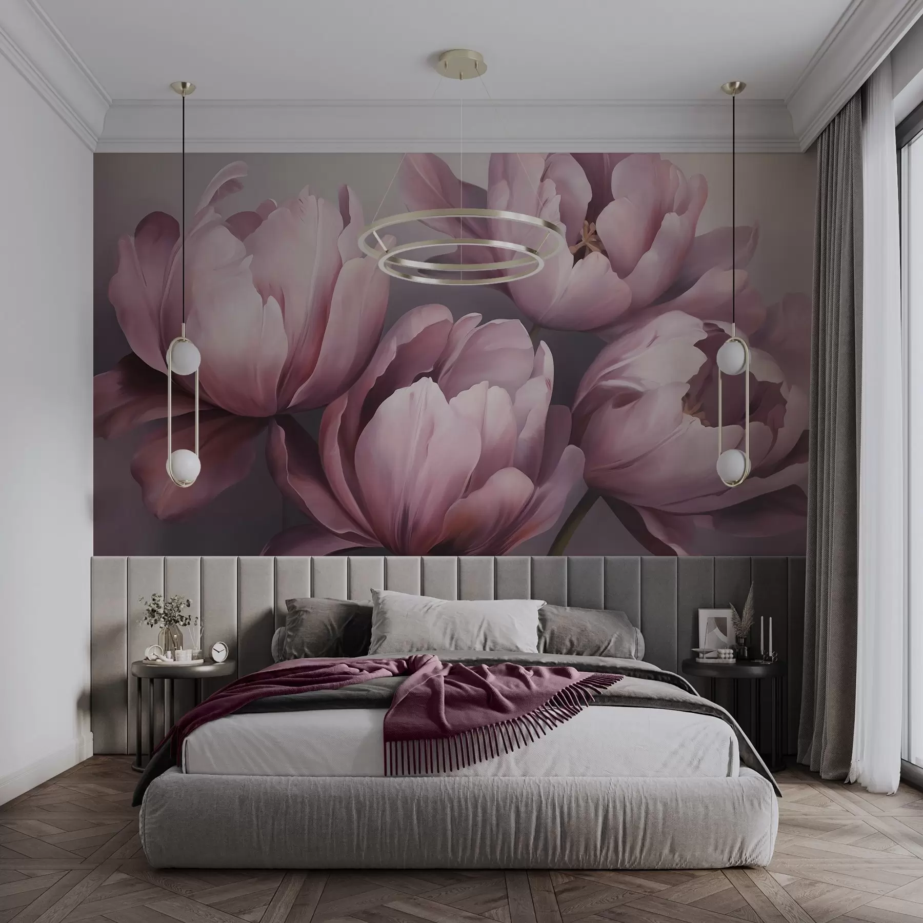 Fototapet Abstraktní malba napodobující tulipány w05593