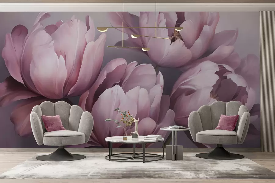 Fototapet Abstraktní malba napodobující tulipány w05593