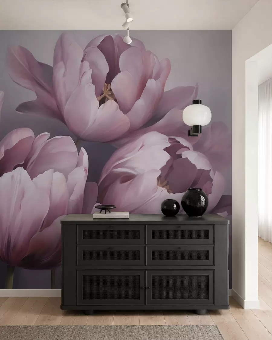 Fototapet Abstraktní malba napodobující tulipány w05593