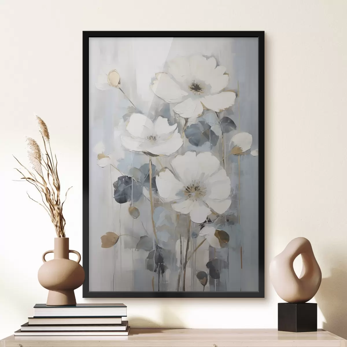 Poster Abstraktní květiny, imitace malby f49074