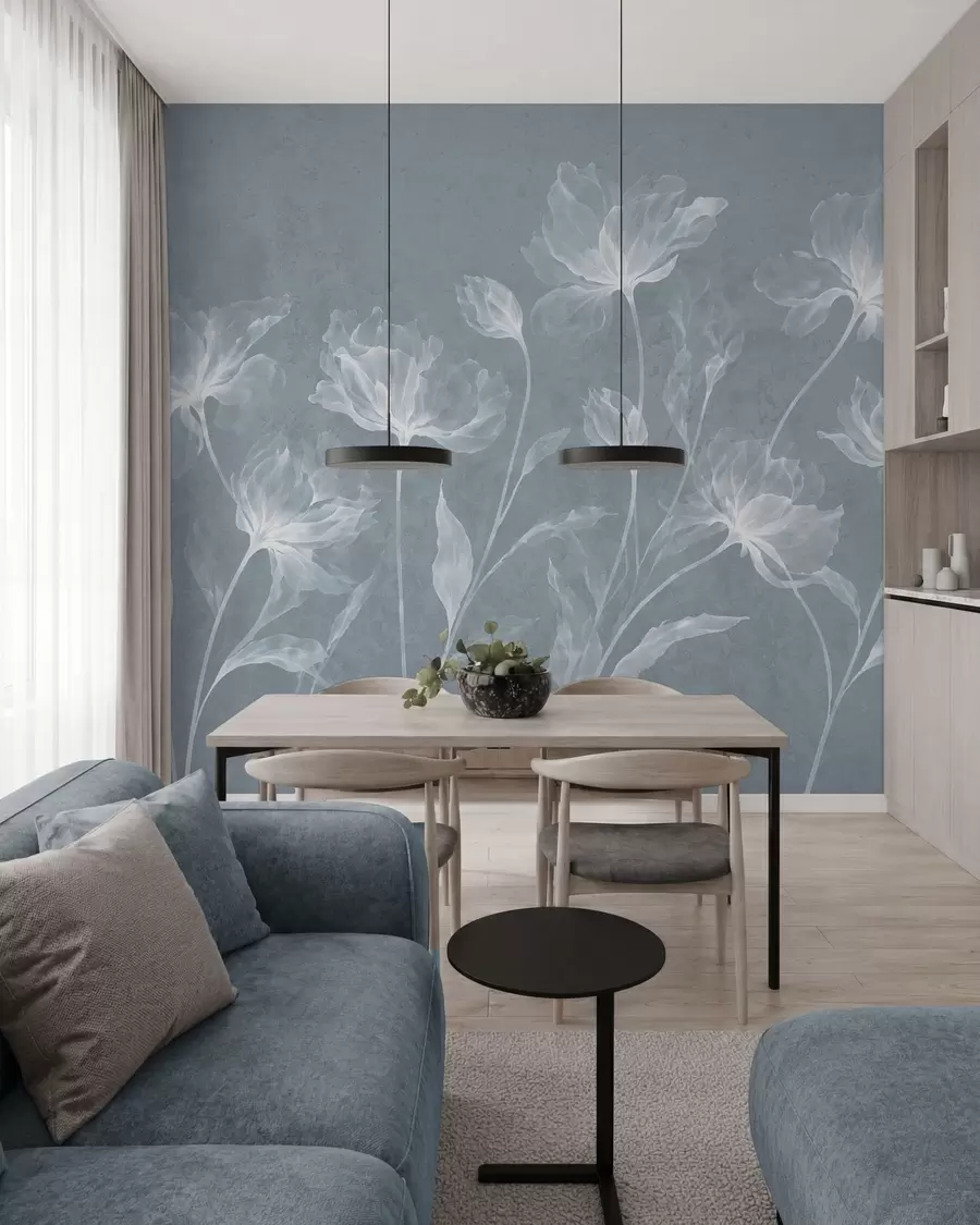 Fototapet Elegantní vzdušné květy s průsvitnými vrstvenými okvětními lístky na dlouhých jemných stoncích w05579v2