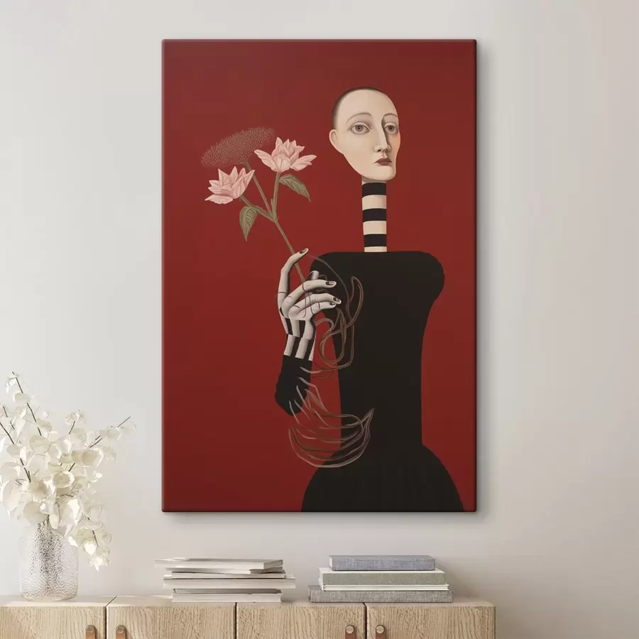 Obraz Stylizovaný ženský portrét s květinami Č. s49190
