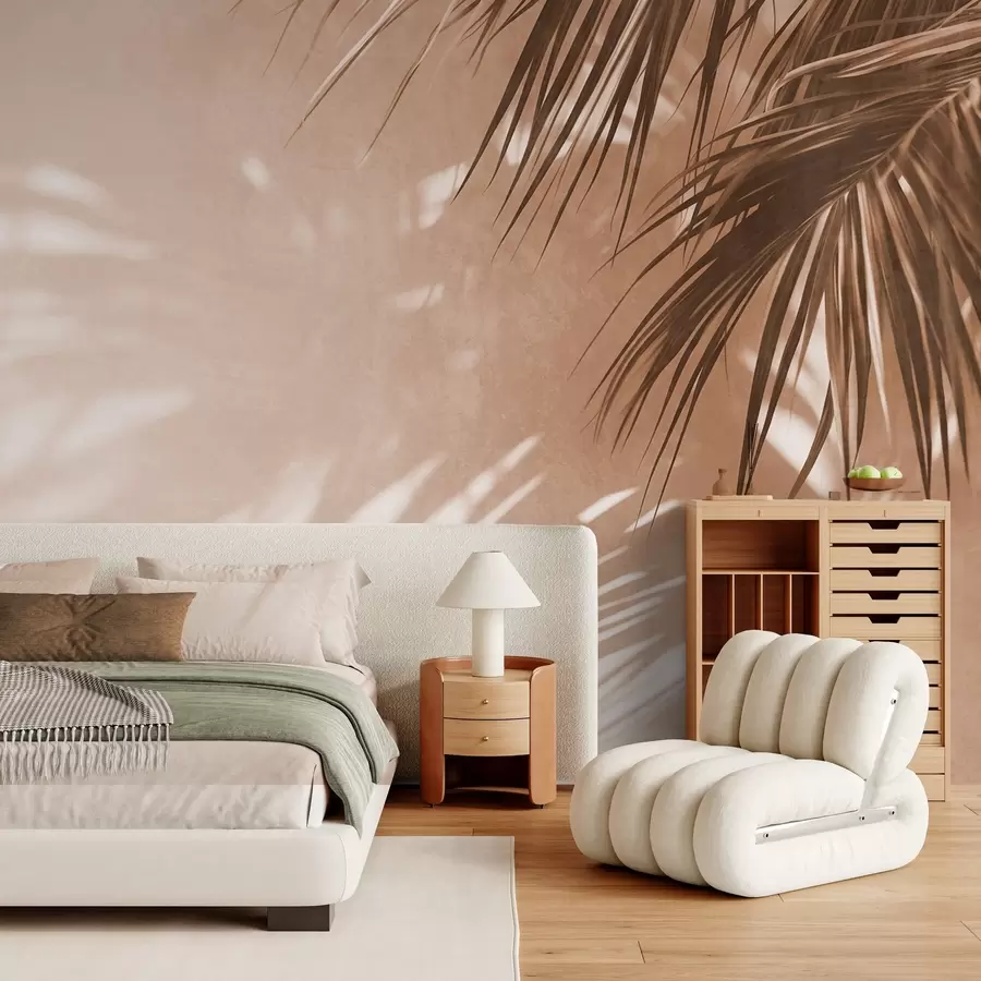 Fototapet Texturované palmové listy se stíny, tropická atmosféra, minimalismus w09890