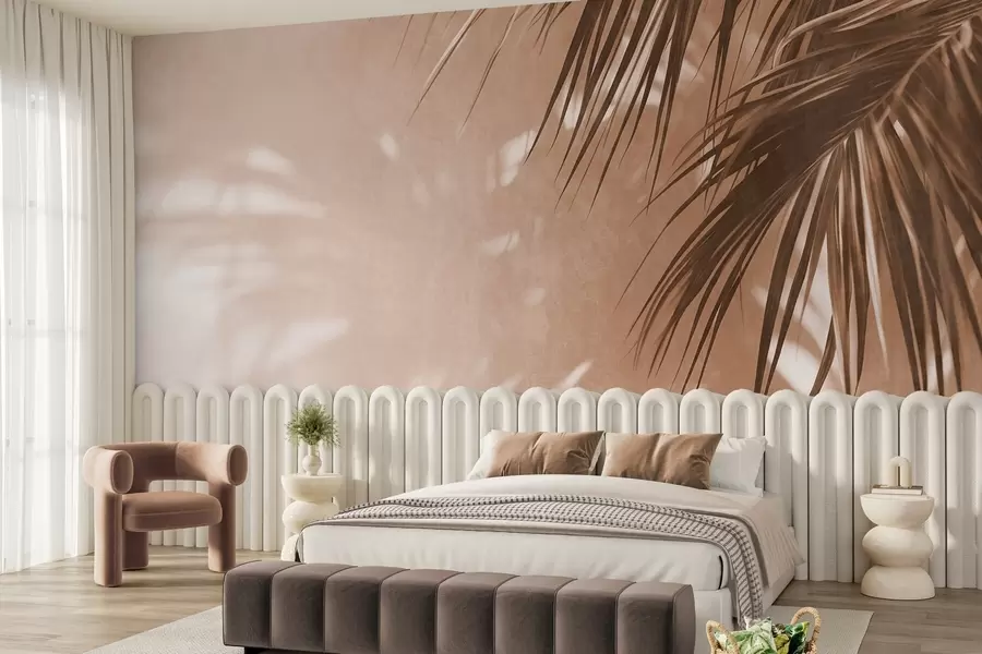 Fototapet Texturované palmové listy se stíny, tropická atmosféra, minimalismus w09890