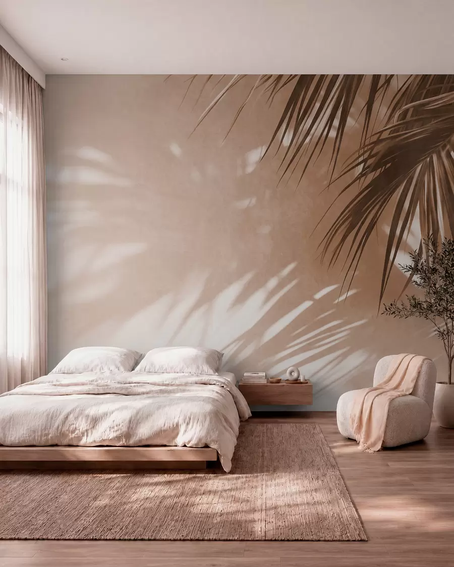 Fototapet Texturované palmové listy se stíny, tropická atmosféra, minimalismus w09890