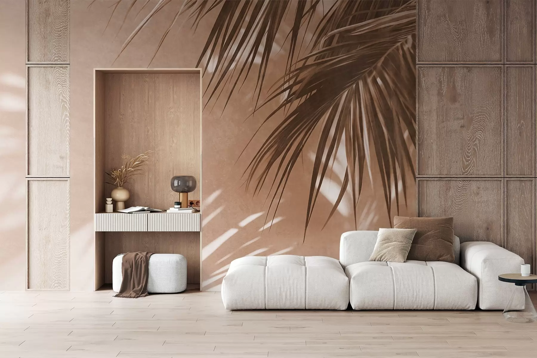 Fototapet Texturované palmové listy se stíny, tropická atmosféra, minimalismus w09890