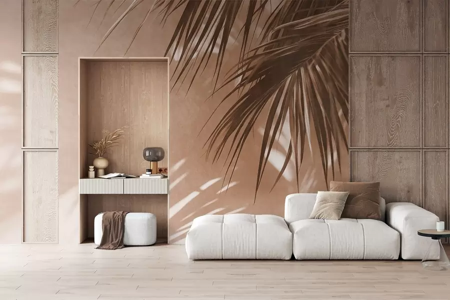 Fototapet Texturované palmové listy se stíny, tropická atmosféra, minimalismus w09890