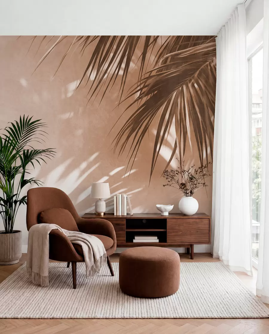 Fototapet Texturované palmové listy se stíny, tropická atmosféra, minimalismus w09890