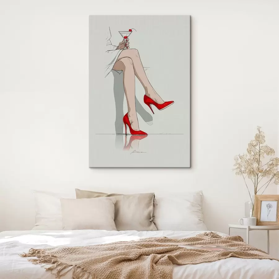 Obraz Červené lodičky a martini Č. s49325