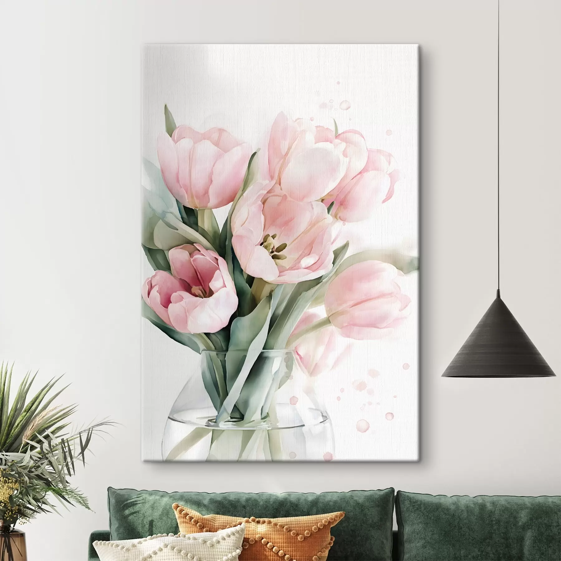 Obraz Jemné růžové tulipány ve stylu akvarelu Č. s49225
