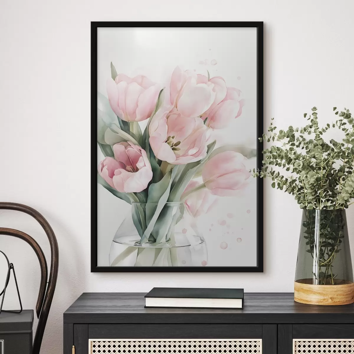 Poster Jemné růžové tulipány ve stylu akvarelu f49225