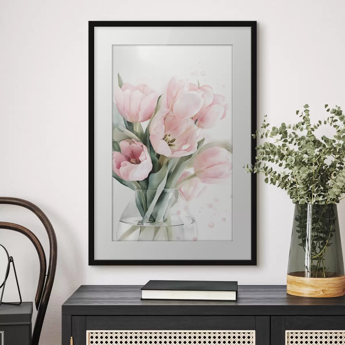 Poster Jemné růžové tulipány ve stylu akvarelu f49225