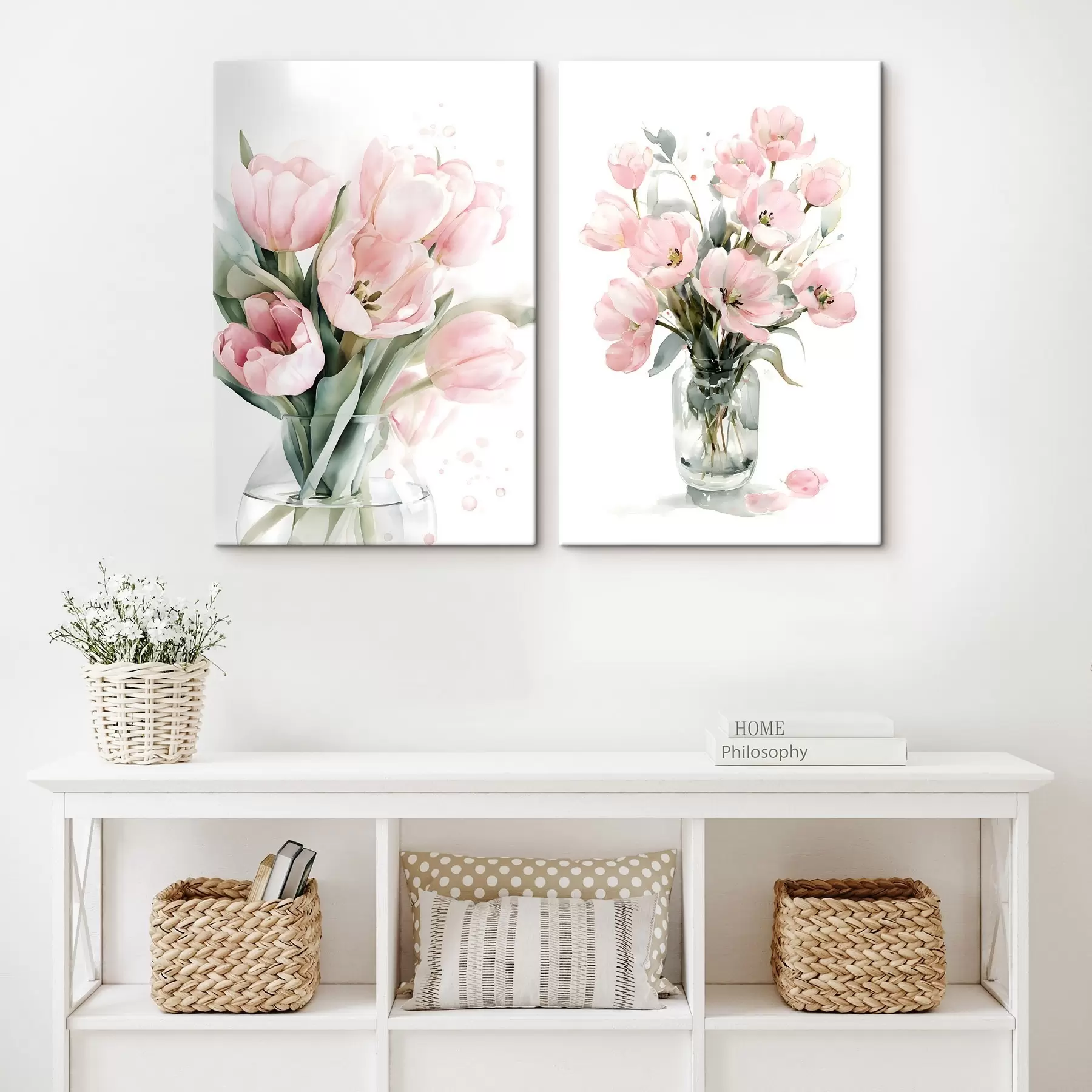 Obraz Jemné růžové tulipány ve stylu akvarelu Č. m30531