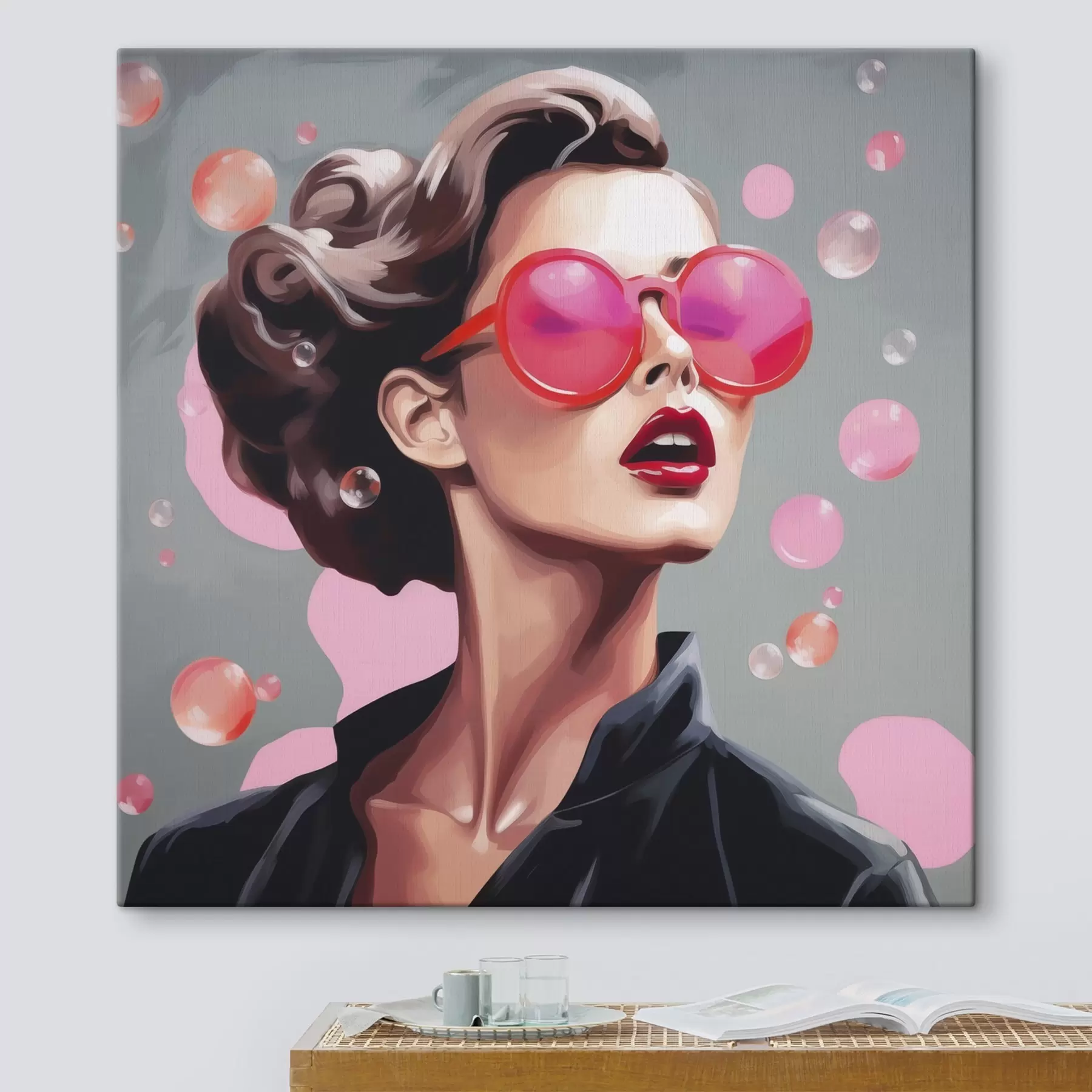 Obraz Ilustrace dívky se slunečními brýlemi (imitace) Č. s49386
