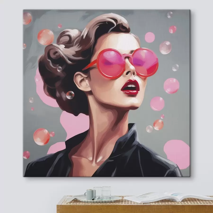 Obraz Ilustrace dívky se slunečními brýlemi (imitace) Č. s49386