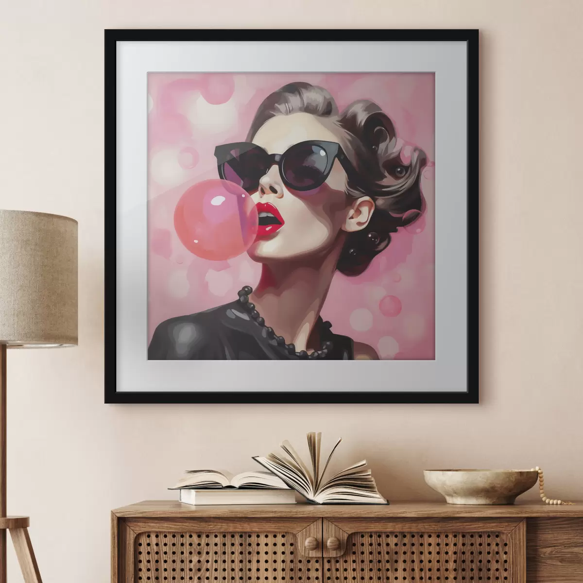 Poster Ilustrace dívky se slunečními brýlemi (imitace) f49385