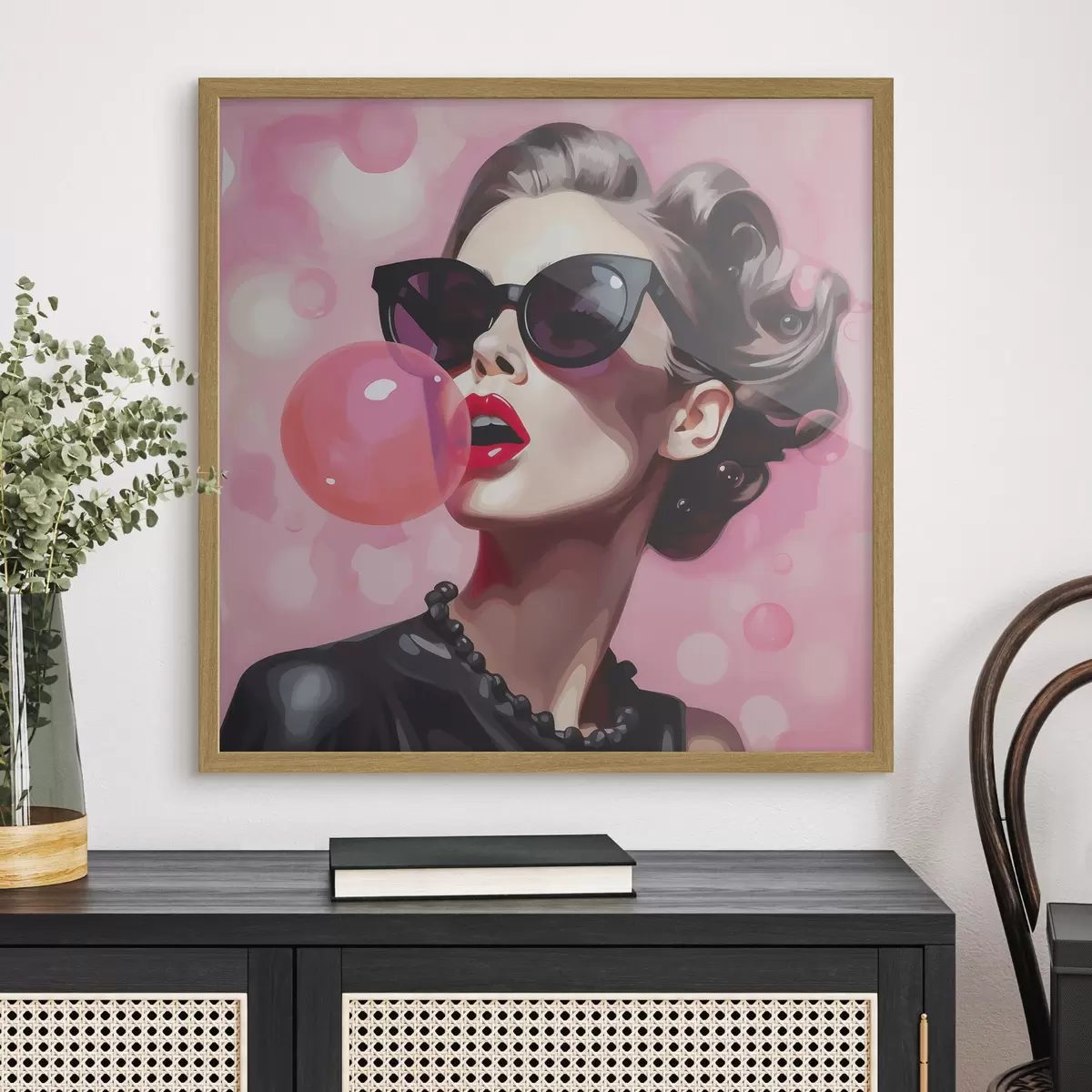 Poster Ilustrace dívky se slunečními brýlemi (imitace) f49385